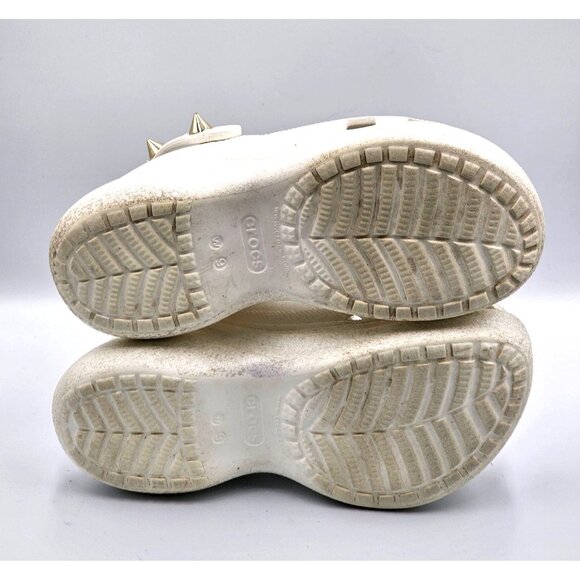 Crocs Women's White Off Bae Glitter Stud Platform Clogs Gold Spikes Sz 9  2360 - Picture 9 of 16